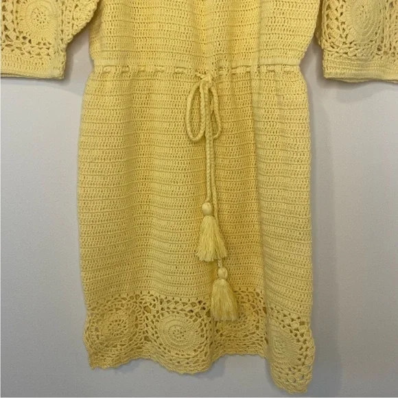 NWT Spell Crochet Doily Puff Sleeve Grannycore Cottagecore Mini Dress Small - Picture 4 of 13